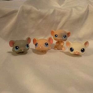 Littlest Pet Shop LPS Mice # 80, 103, 102, & 30 Set Of 4 Mice Hasbro